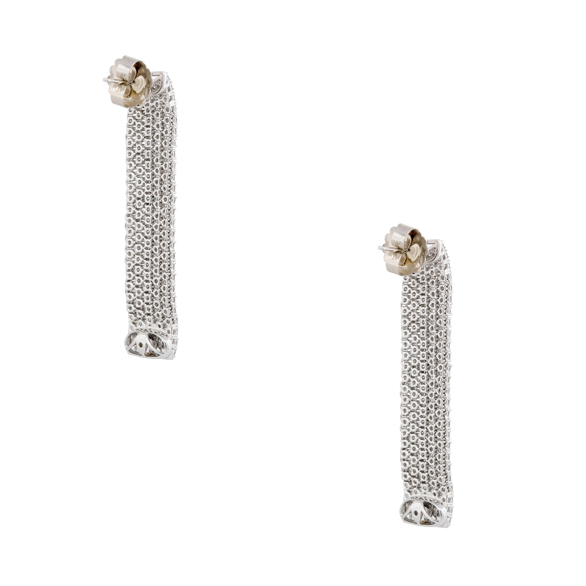 18k White Gold 5.51ctw Diamond 5-Row Drop Earrings
