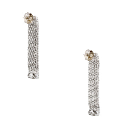 18k White Gold 5.51ctw Diamond 5-Row Drop Earrings
