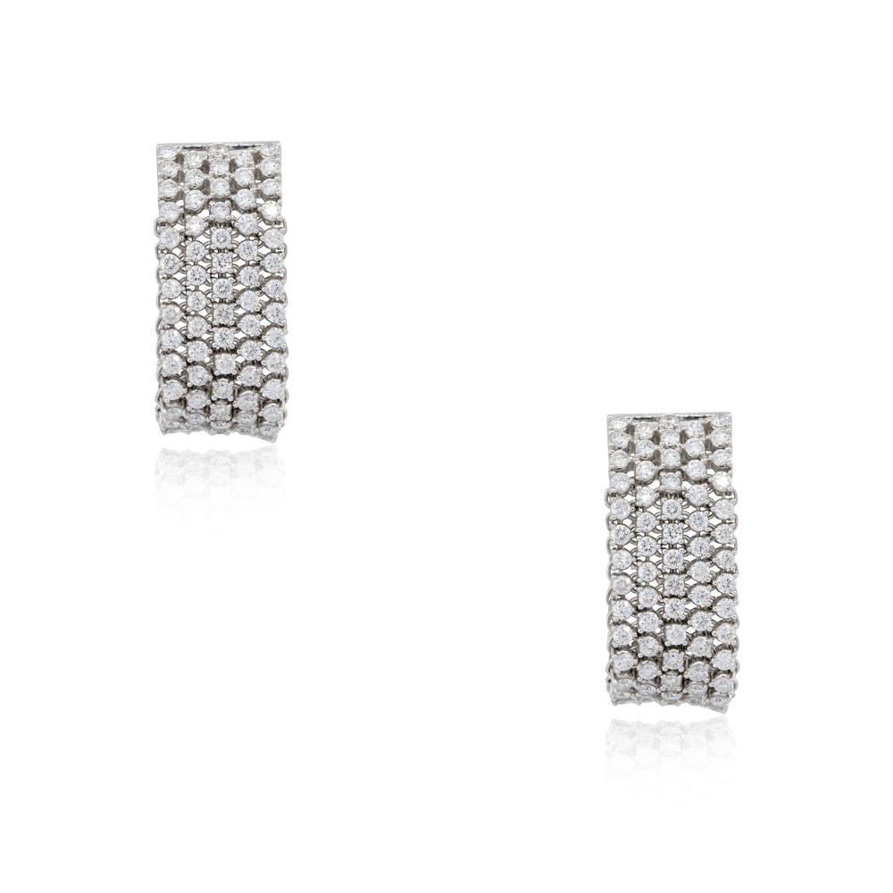 18k White Gold 5.51ctw Diamond 5-Row Drop Earrings