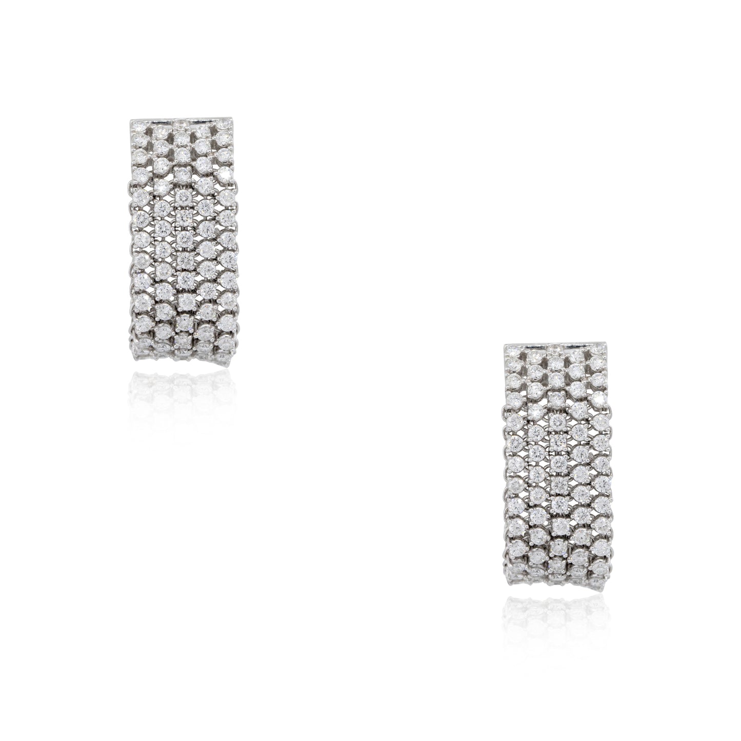 18k White Gold 5.51ctw Diamond 5-Row Drop Earrings