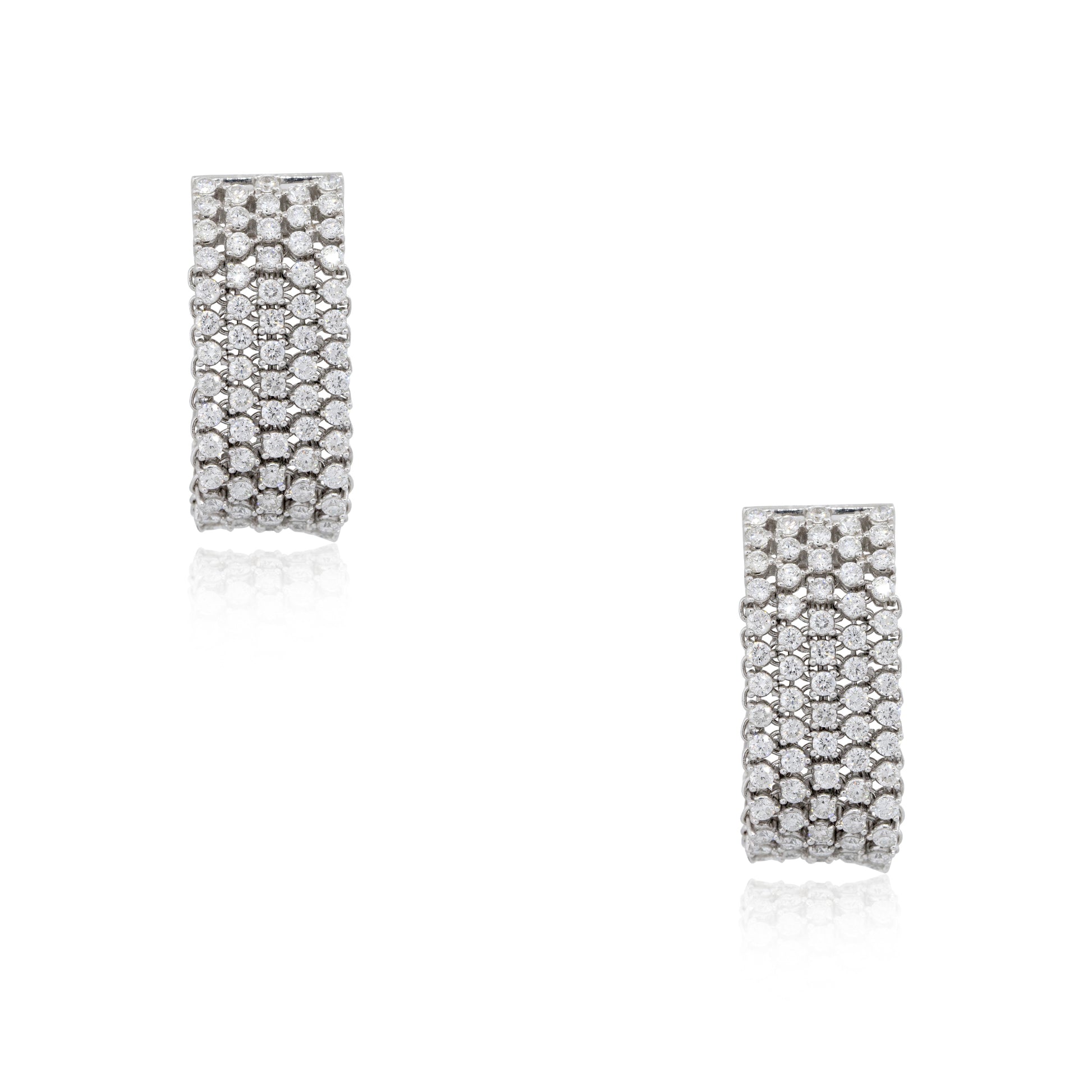 18k White Gold 5.51ctw Diamond 5-Row Drop Earrings