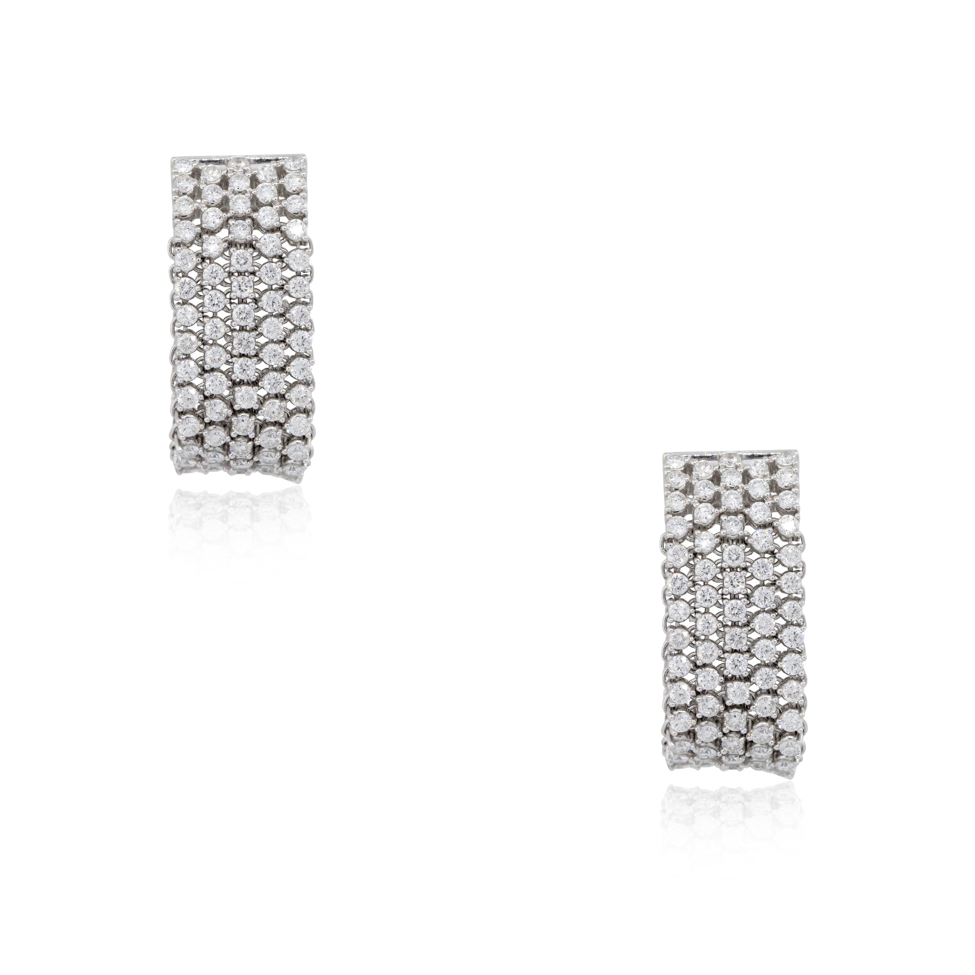 18k White Gold 5.51ctw Diamond 5-Row Drop Earrings