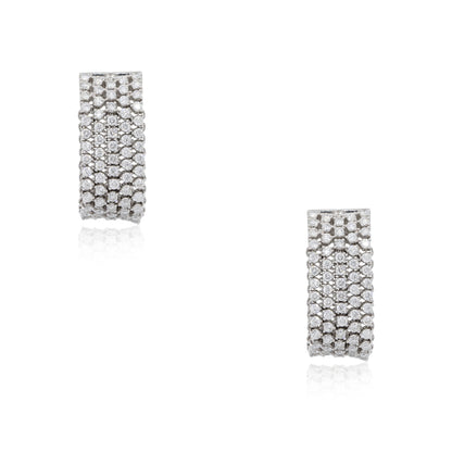 18k White Gold 5.51ctw Diamond 5-Row Drop Earrings