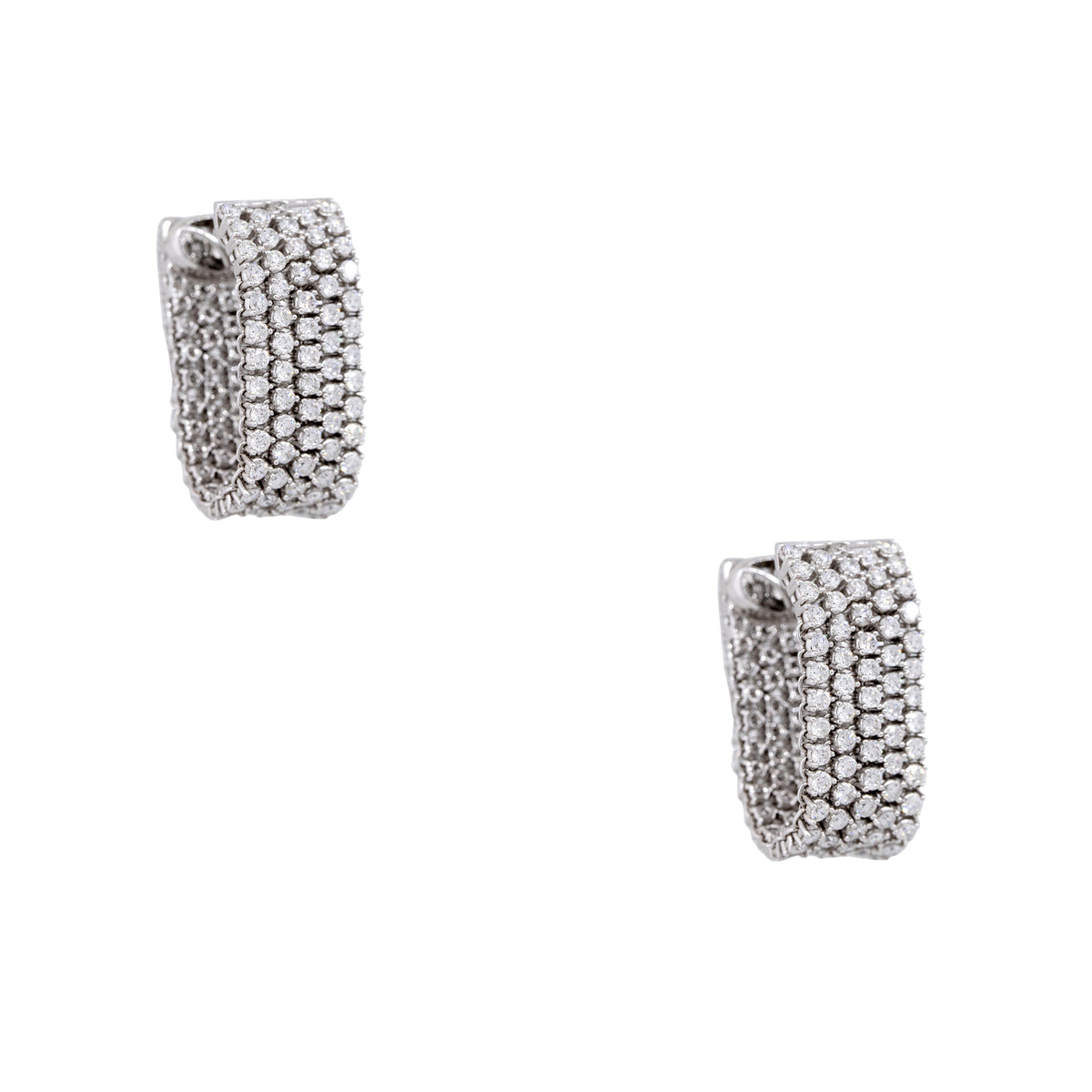 18k White Gold 5.51ctw Diamond 5-Row Drop Earrings