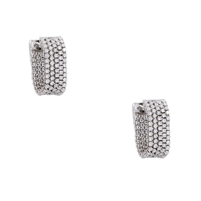 18k White Gold 5.51ctw Diamond 5-Row Drop Earrings