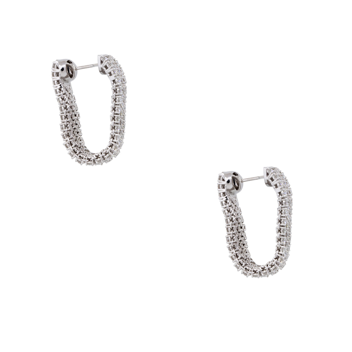 18k White Gold 5.51ctw Diamond 5-Row Drop Earrings