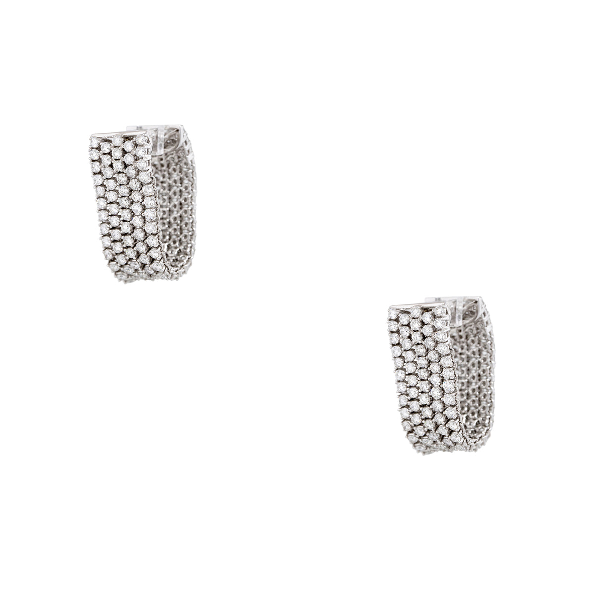 18k White Gold 5.51ctw Diamond 5-Row Drop Earrings