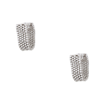 18k White Gold 5.51ctw Diamond 5-Row Drop Earrings