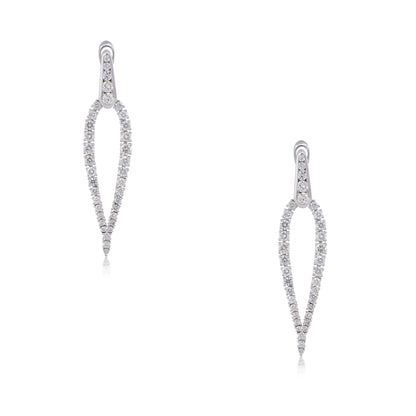 18k White Gold 3.19ctw Diamond "V" Drop Earrings