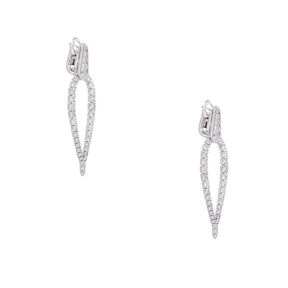 18k White Gold 3.19ctw Diamond "V" Drop Earrings