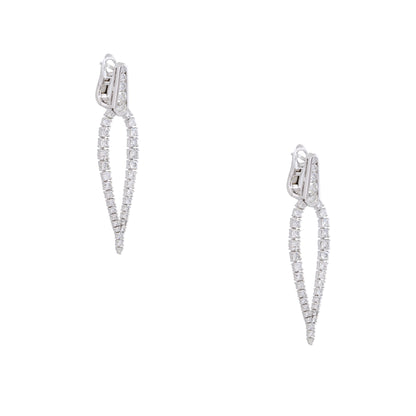 18k White Gold 3.19ctw Diamond "V" Drop Earrings