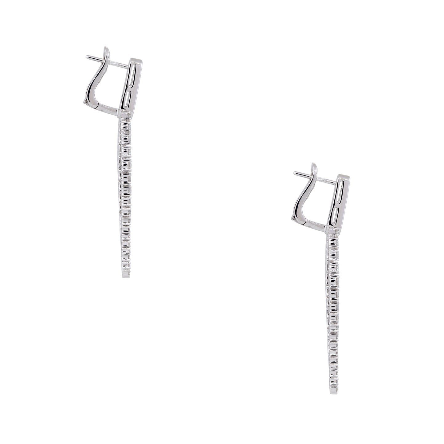 18k White Gold 3.19ctw Diamond "V" Drop Earrings