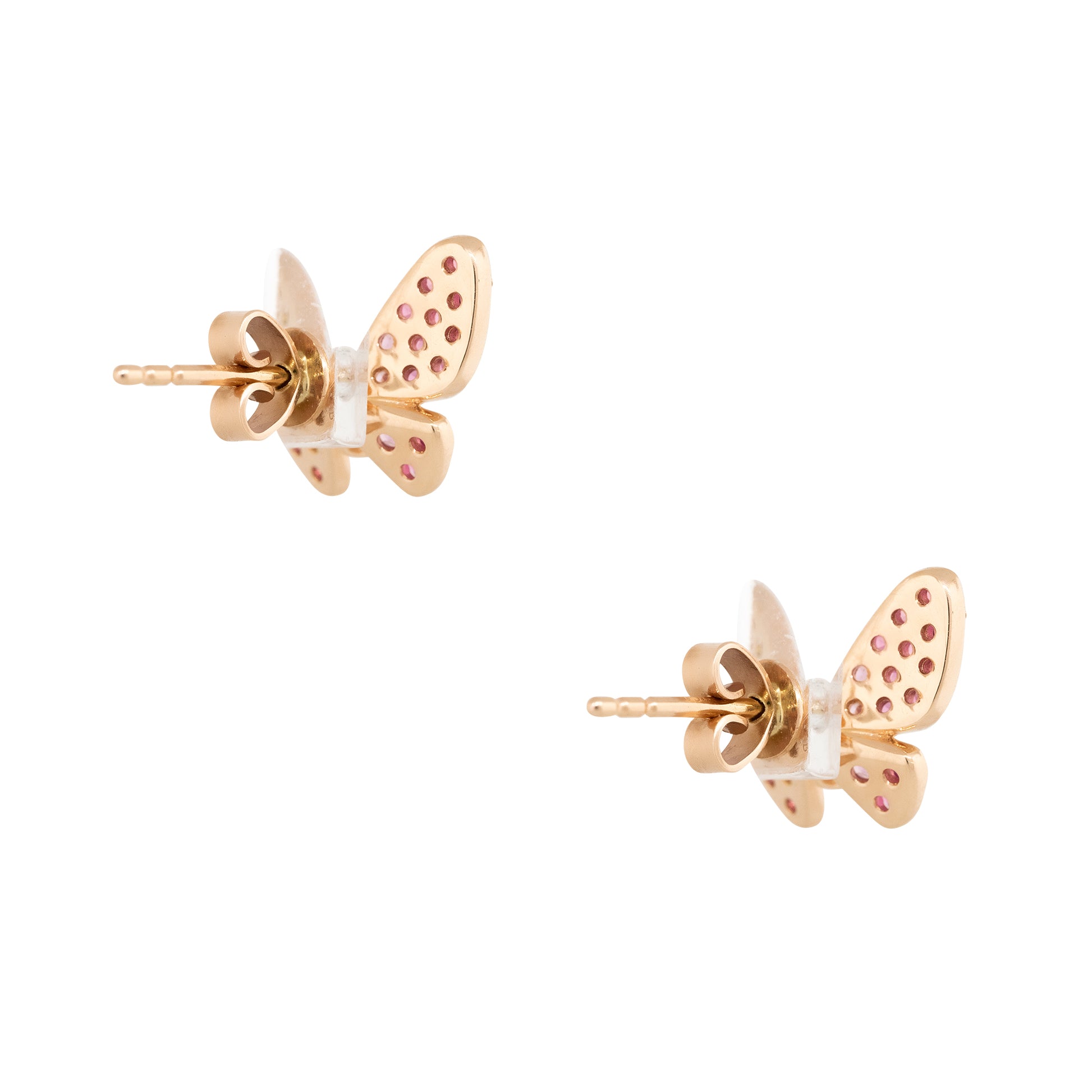 18k Rose Gold 0.73ct Pink Sapphire & Diamond Butterfly Earrings