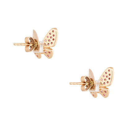 18k Rose Gold 0.73ct Pink Sapphire & Diamond Butterfly Earrings