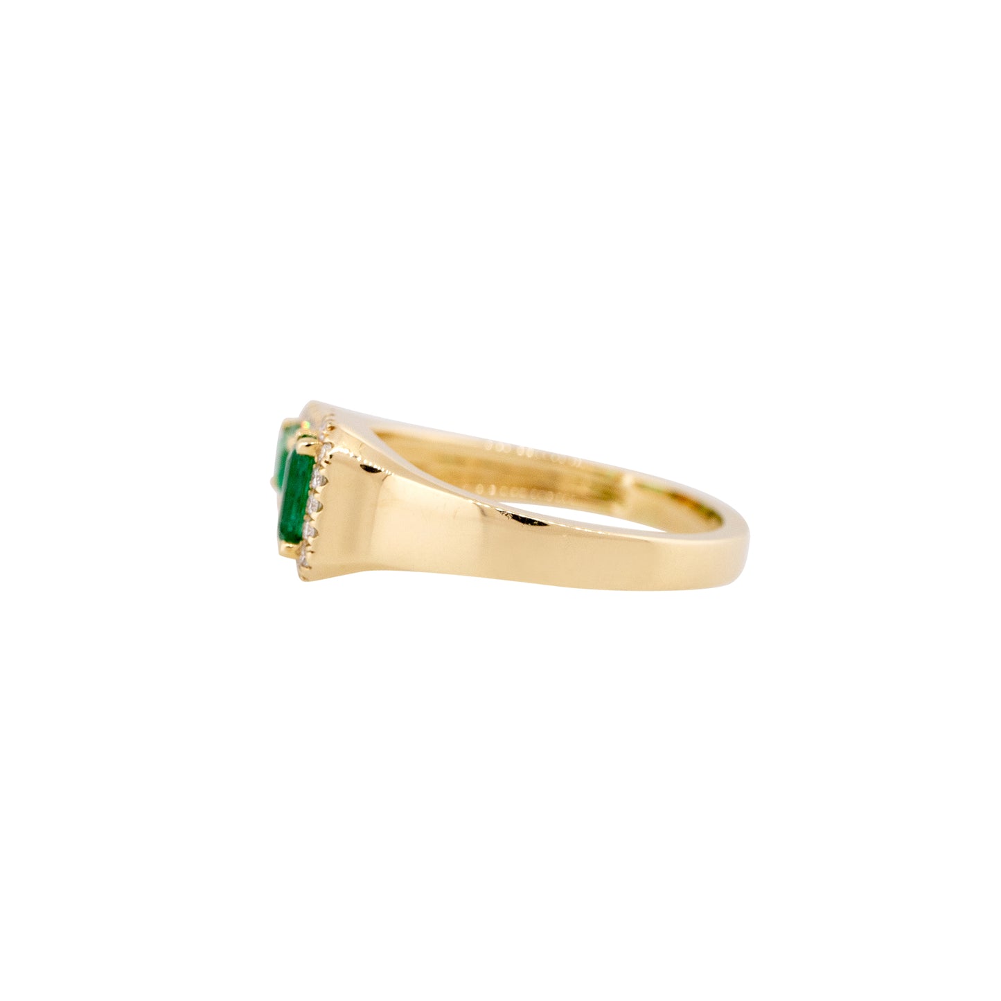 14k Yellow Gold 0.65ctw Emerald & 0.16ctw Diamond Open Ring