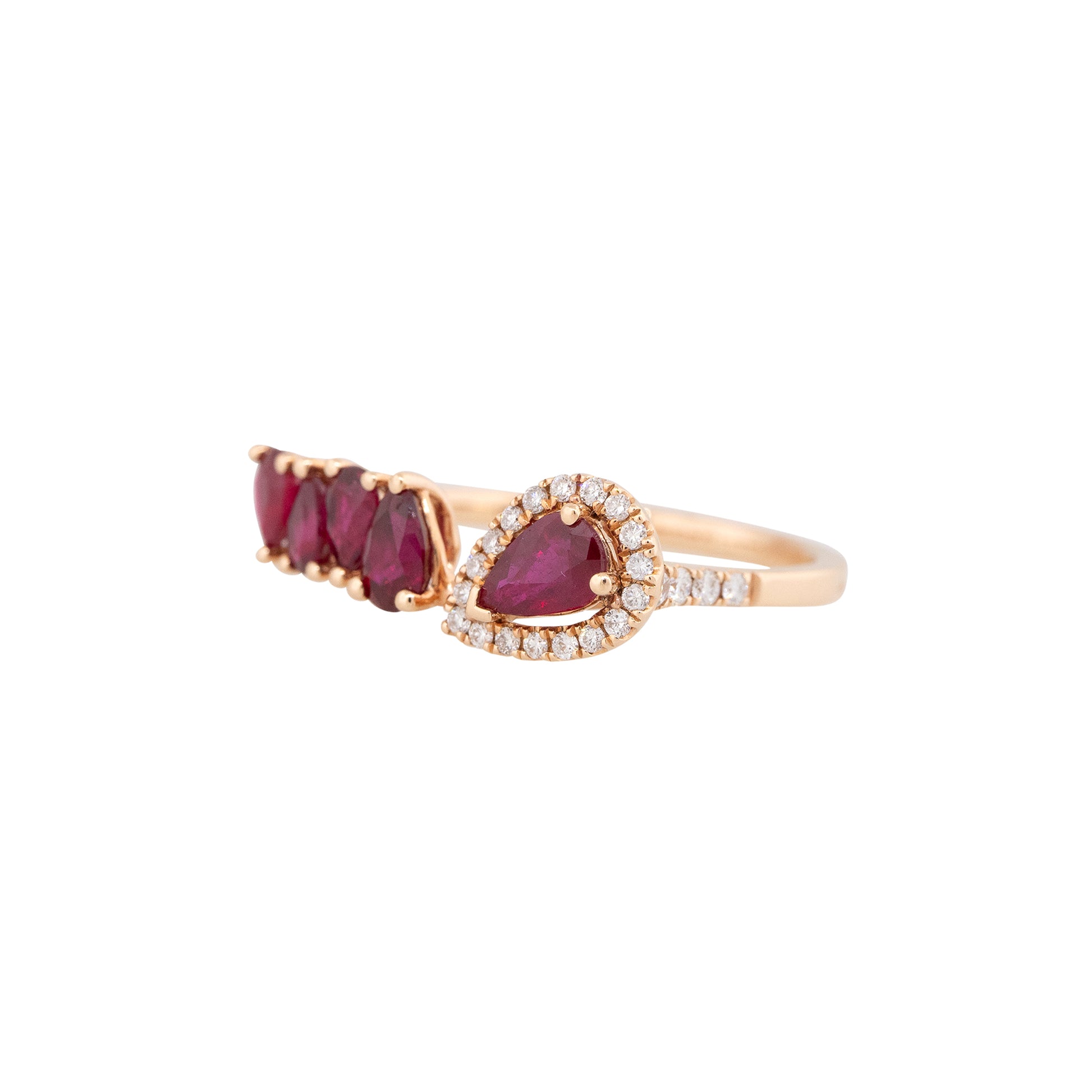 18k Rose Gold 1.35ct Ruby & 0.20ct Diamond Ring