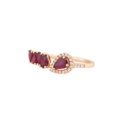 18k Rose Gold 1.35ct Ruby & 0.20ct Diamond Ring