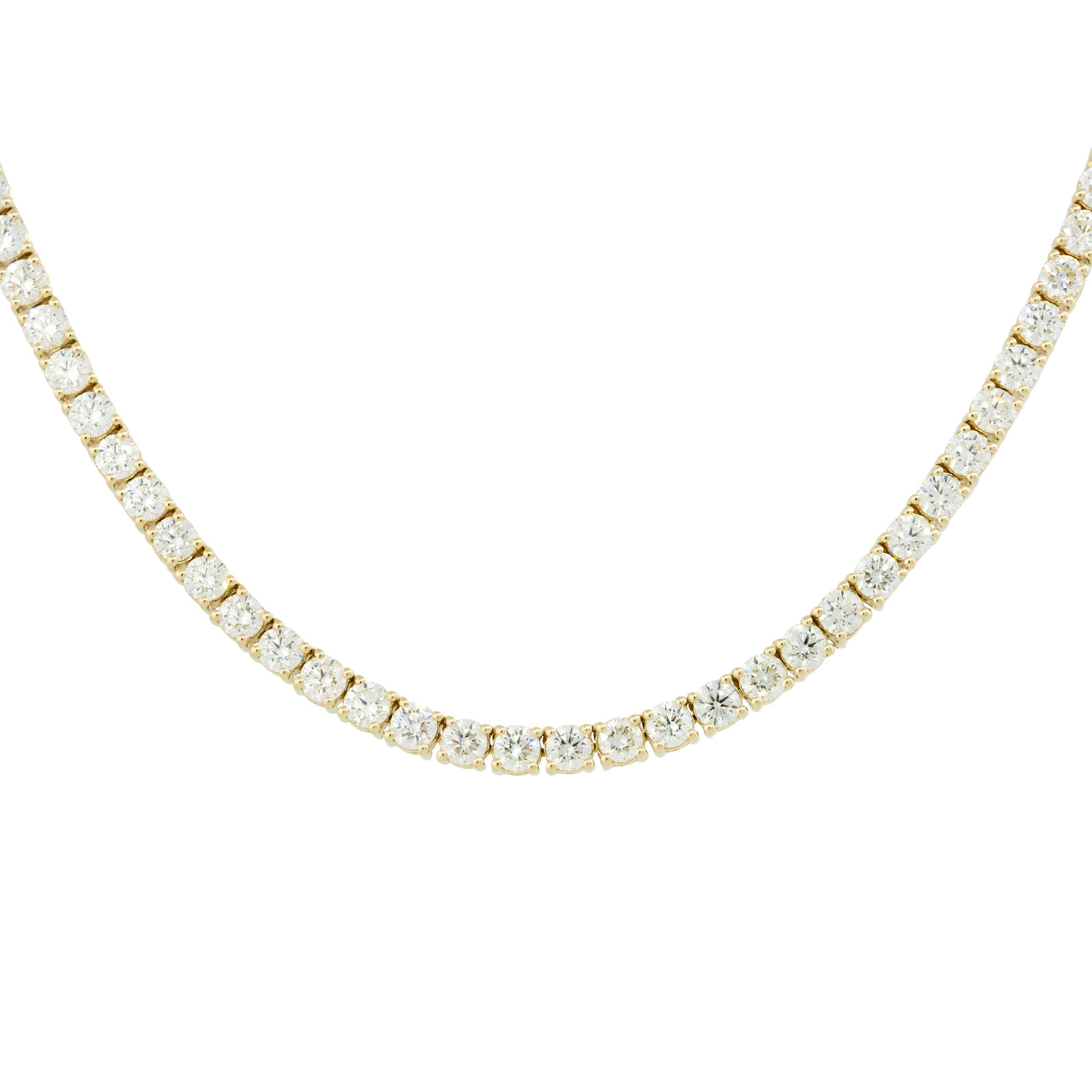 14k Yellow Gold 12.33ctw Round Brilliant Diamond Tennis Necklace