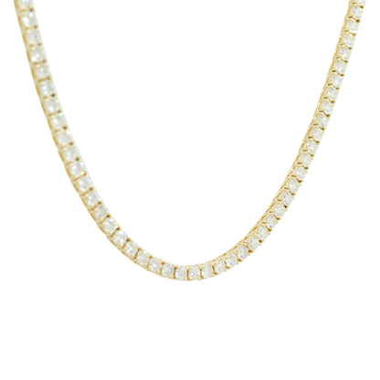 14k Yellow Gold 12.33ctw Round Brilliant Diamond Tennis Necklace