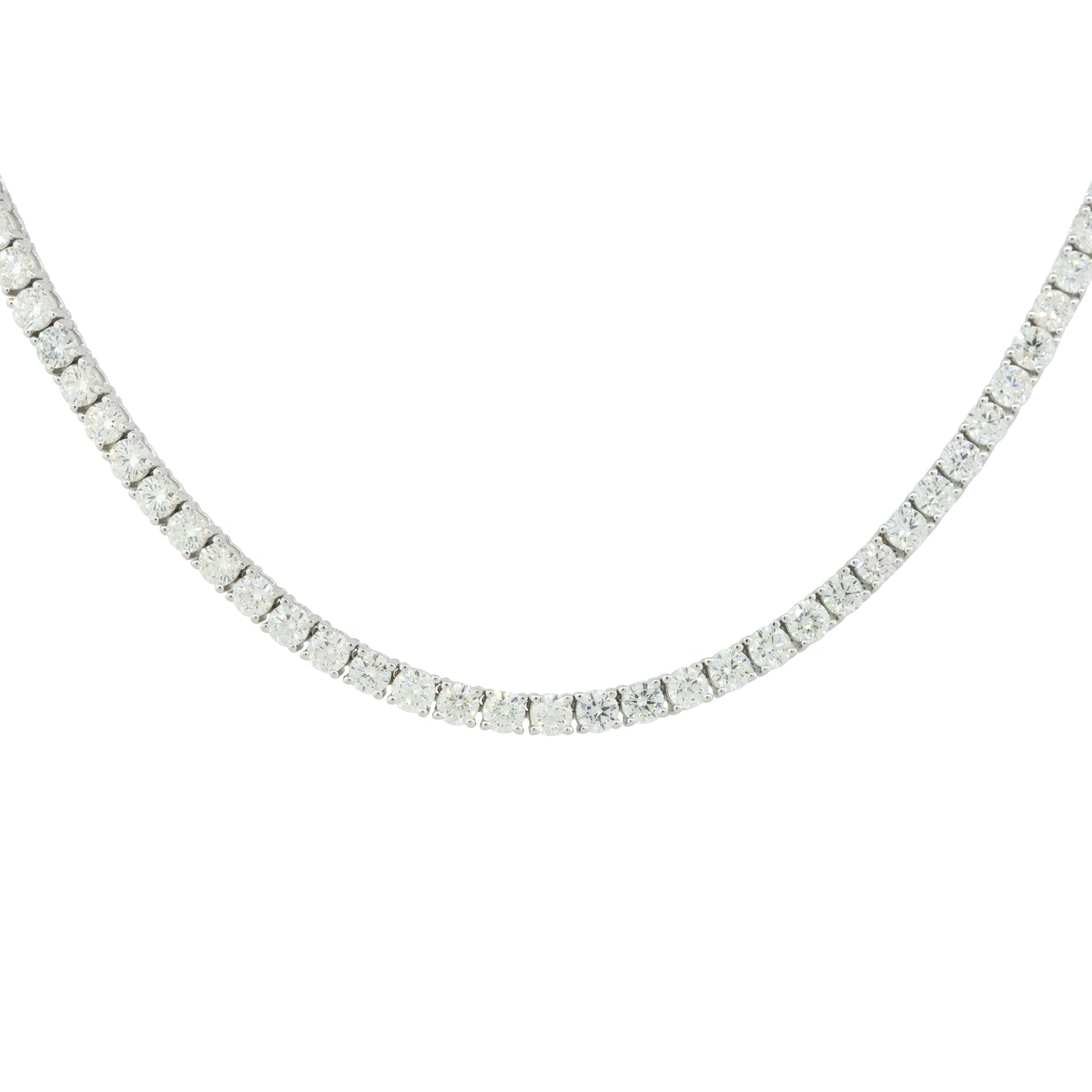 14k White Gold 11.66ctw Round Brilliant Cut Diamond Tennis Necklace