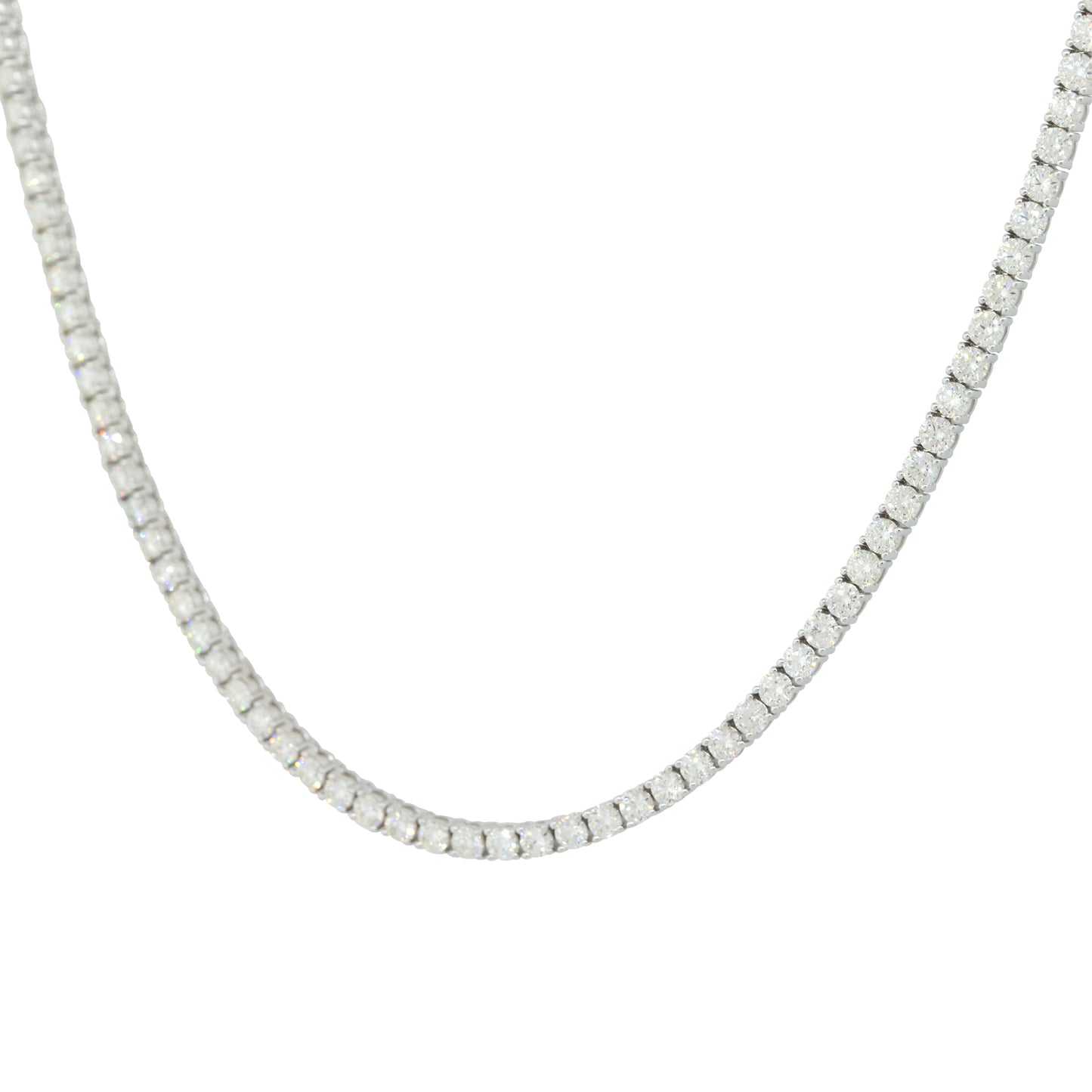 14k White Gold 11.66ctw Round Brilliant Cut Diamond Tennis Necklace