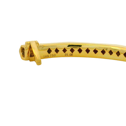 18K Yellow Gold Natural Round Diamond Double-Row Bangle Bracelet