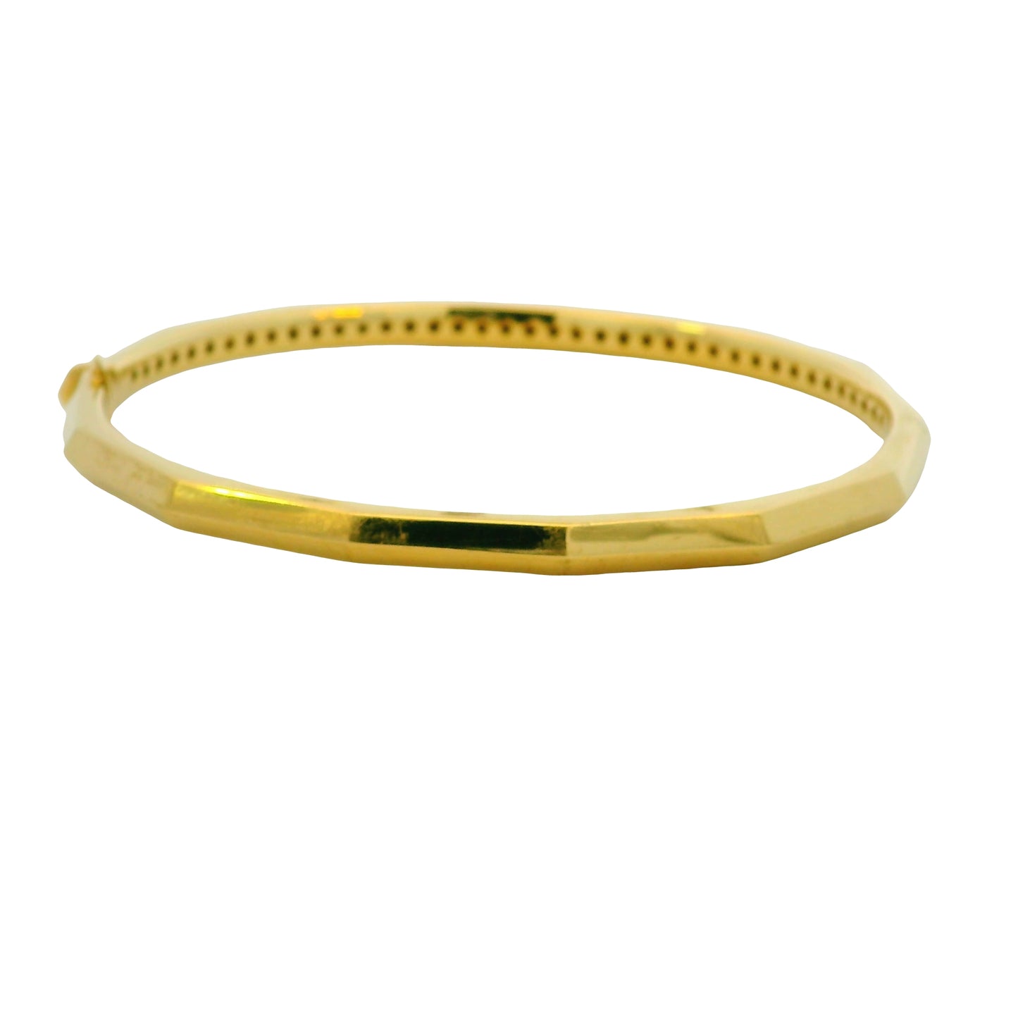 18K Yellow Gold Natural Round Diamond Double-Row Bangle Bracelet