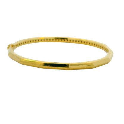 18K Yellow Gold Natural Round Diamond Double-Row Bangle Bracelet