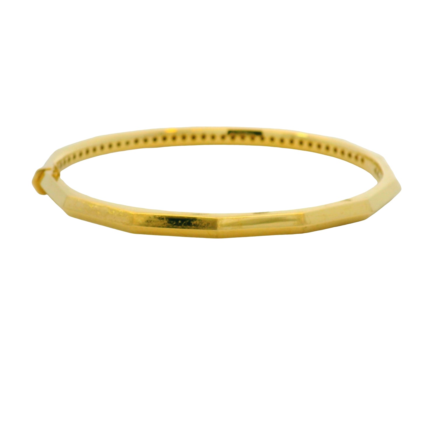 18K Yellow Gold Natural Round Diamond Double-Row Bangle Bracelet