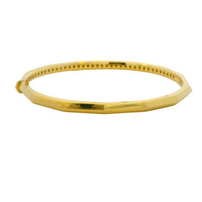 18K Yellow Gold Natural Round Diamond Double-Row Bangle Bracelet