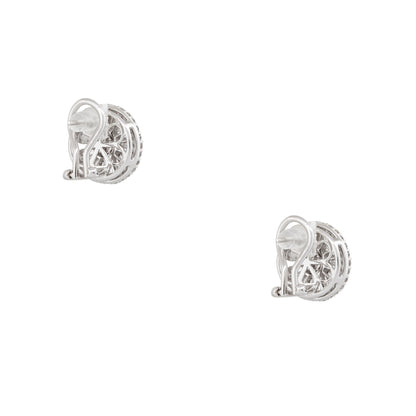18k White Gold 2.30ctw Round Brilliant & Baguette Cut Diamond Button Earrings