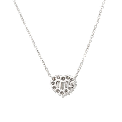 18k White Gold 0.51ctw Round Brilliant & Baguette Diamond Heart Necklace