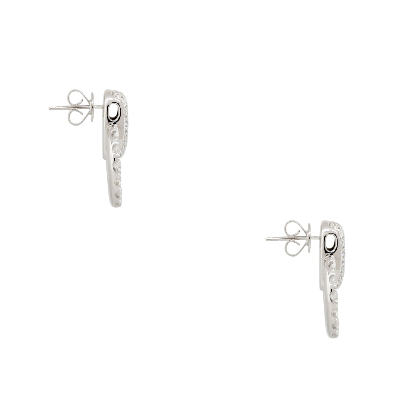 18k White Gold 2.38ctw Pave Diamond Circle Drop Earrings