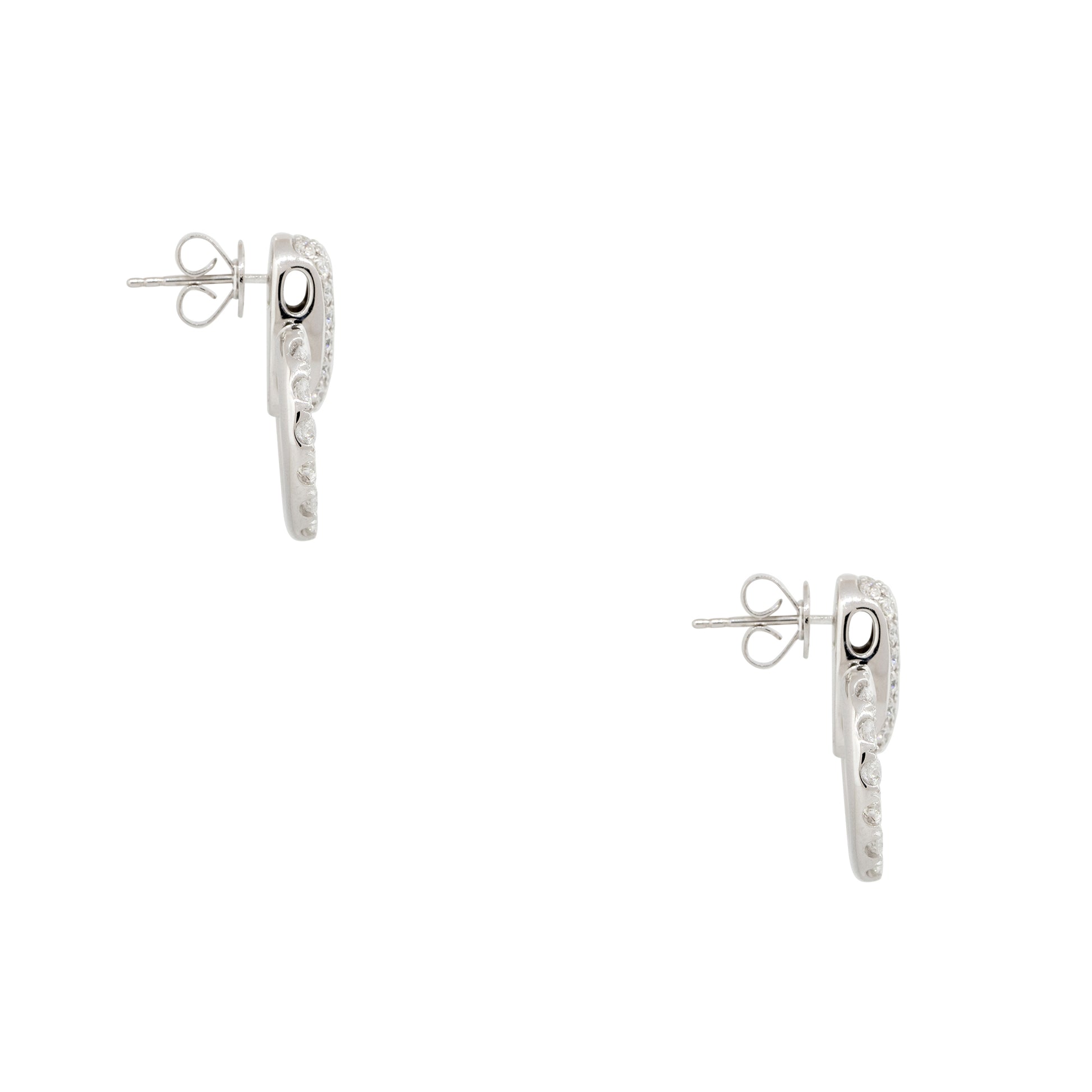 18k White Gold 2.38ctw Pave Diamond Circle Drop Earrings