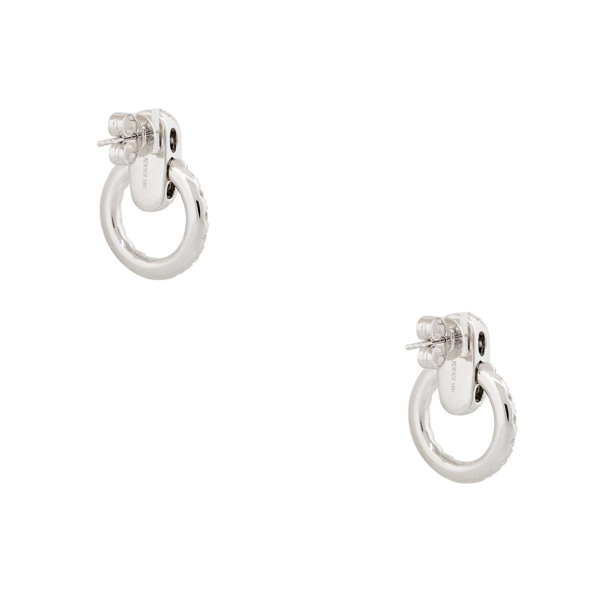 18k White Gold 2.38ctw Pave Diamond Circle Drop Earrings