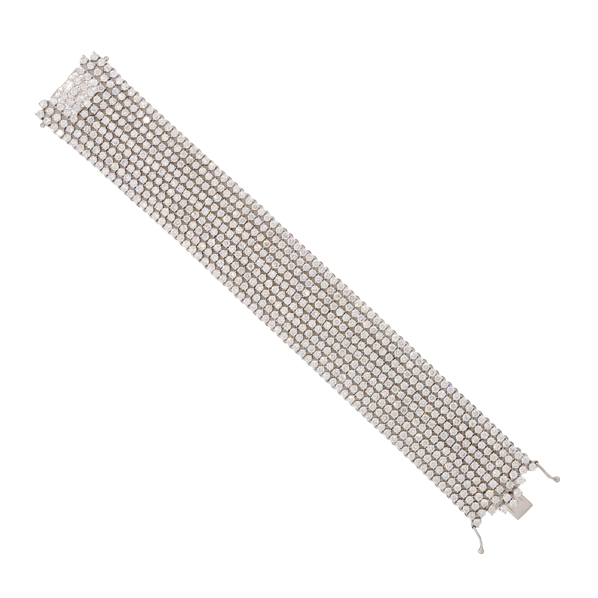 18k White Gold 27.9ct Diamond 9-Row Tennis Bracelet 