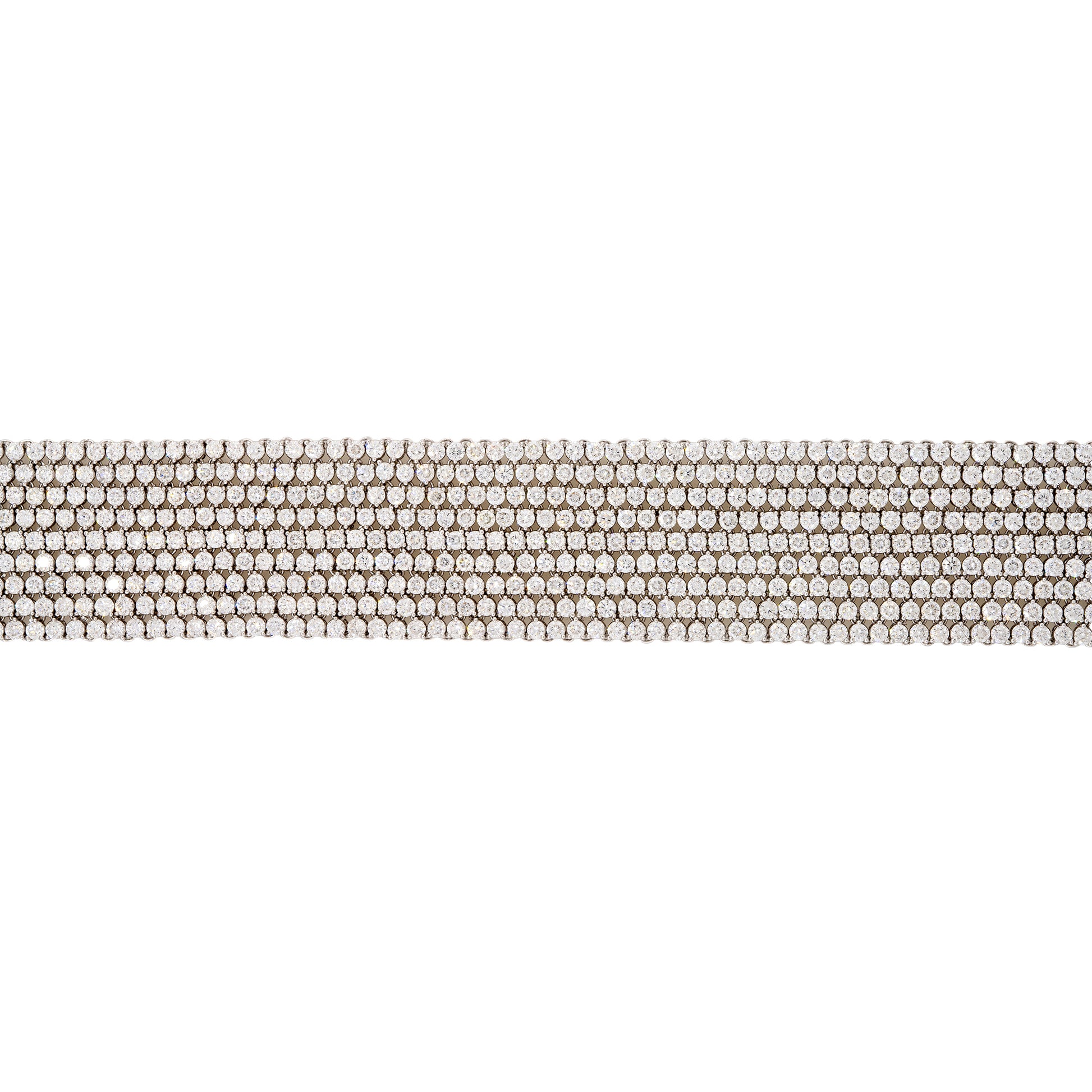 18k White Gold 27.9ct Diamond 9-Row Tennis Bracelet 