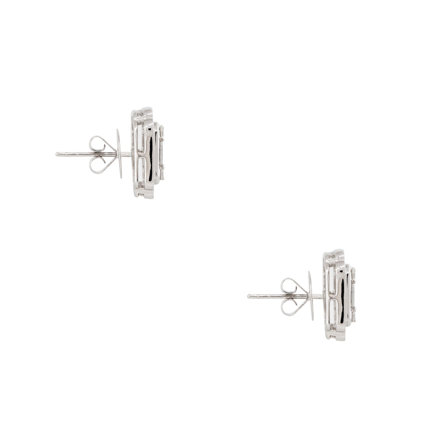 18k White Gold 2.98ctw Mosaic Diamond Square Shaped Earrings