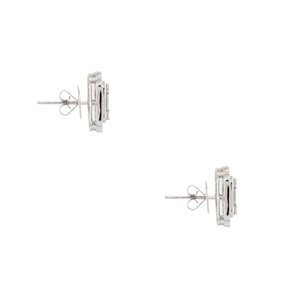 18k White Gold 2.98ctw Mosaic Diamond Square Shaped Earrings