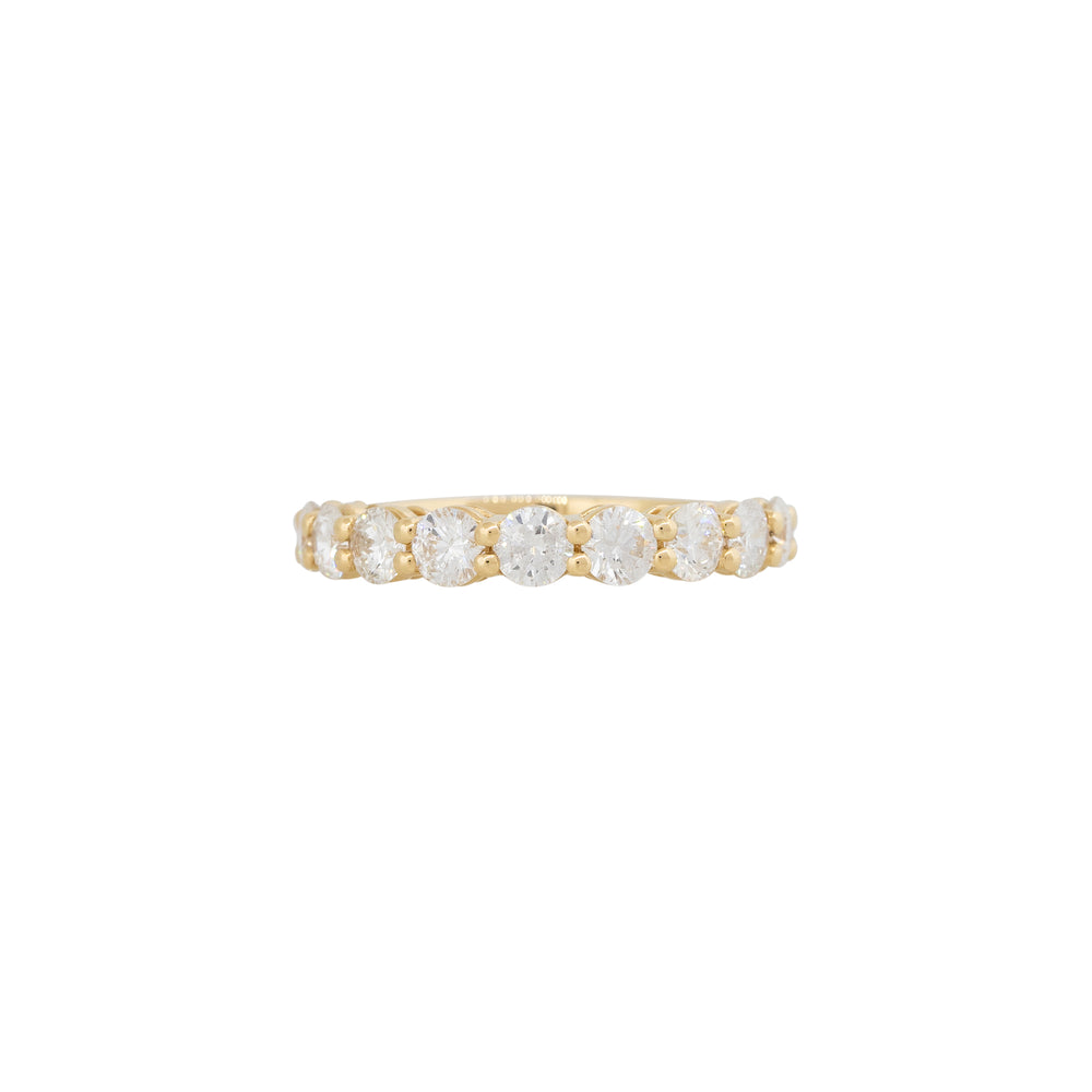 18k Yellow Gold 1.7ctw Round Brilliant Cut Diamond Half-Way Wedding Band 