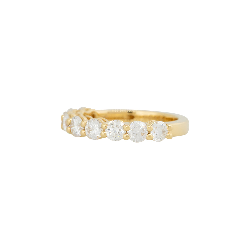 18k Yellow Gold 1.7ctw Round Brilliant Cut Diamond Half-Way Wedding Band 