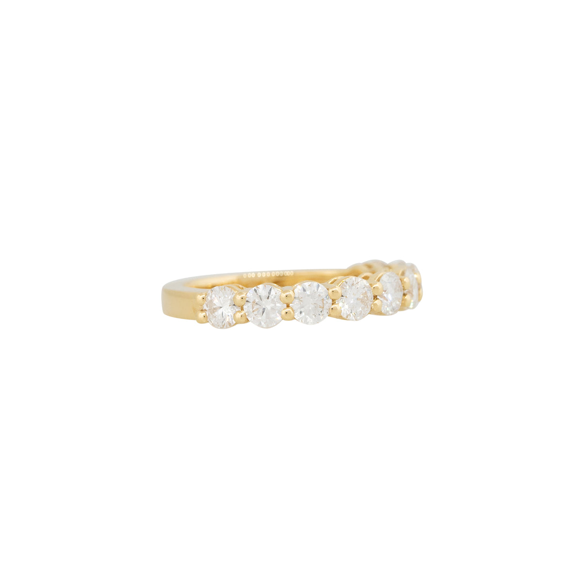 18k Yellow Gold 1.7ctw Round Brilliant Cut Diamond Half-Way Wedding Band 