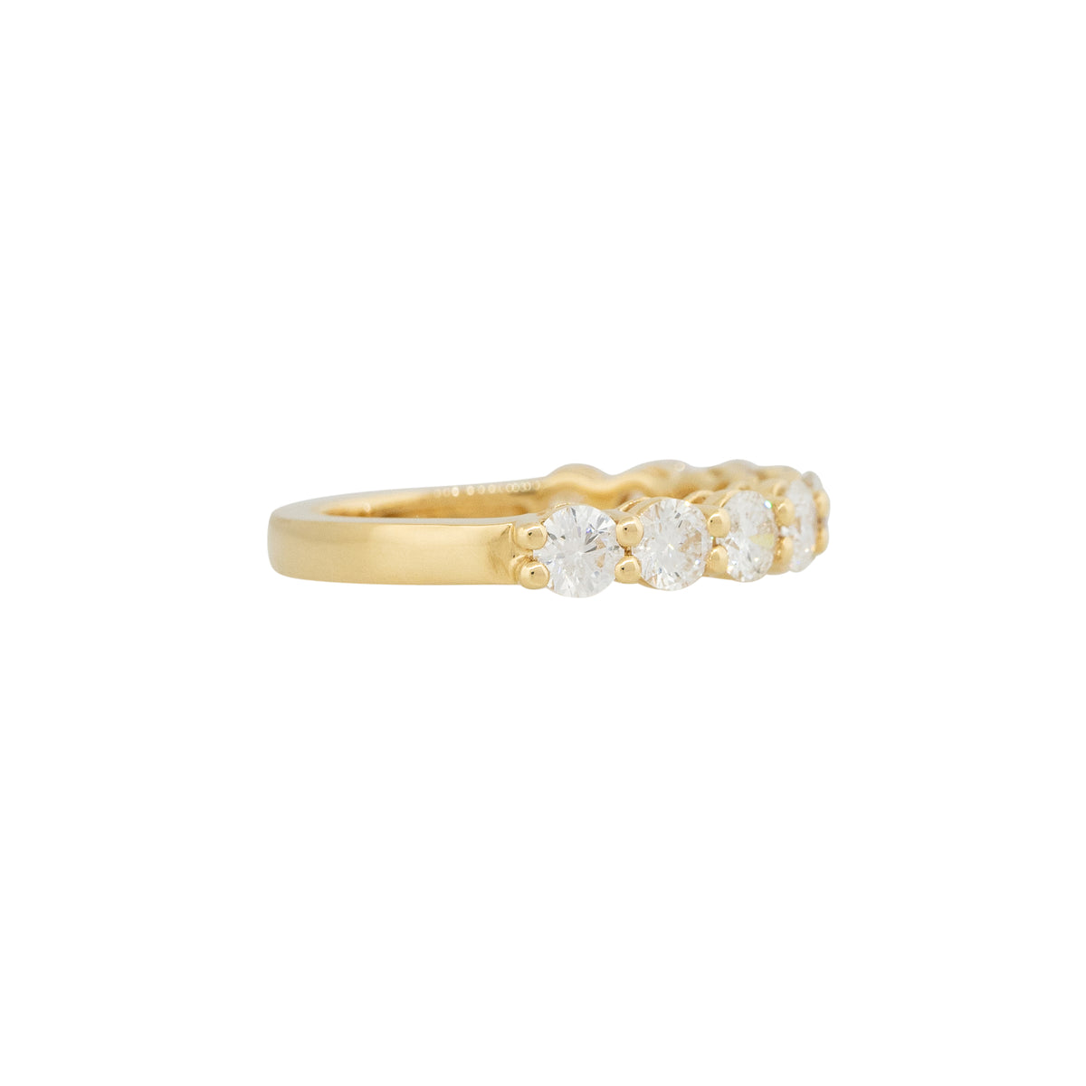 18k Yellow Gold 1.7ctw Round Brilliant Cut Diamond Half-Way Wedding Band 