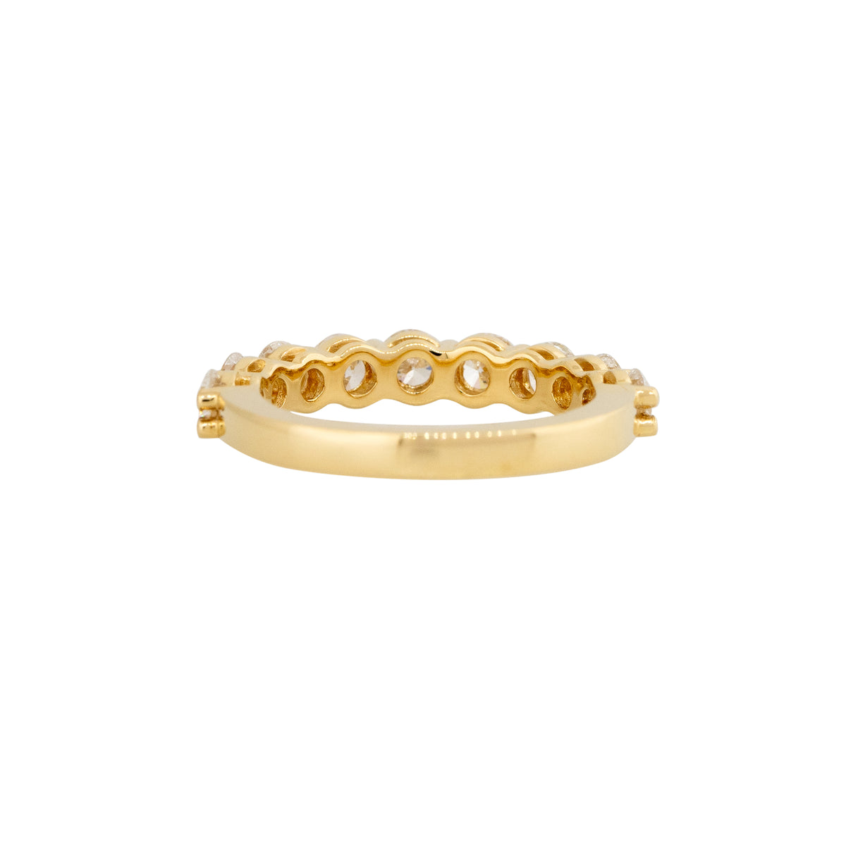 18k Yellow Gold 1.7ctw Round Brilliant Cut Diamond Half-Way Wedding Band 
