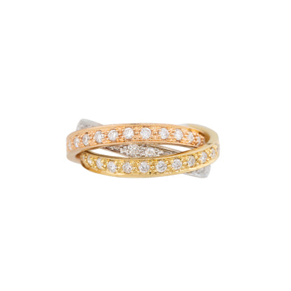 18k Tri-Color Gold 1.84ctw Diamond Rolling Ring