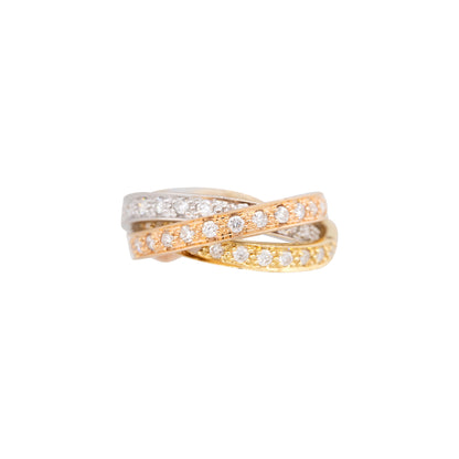 18k Tri-Color Gold 1.84ctw Diamond Rolling Ring