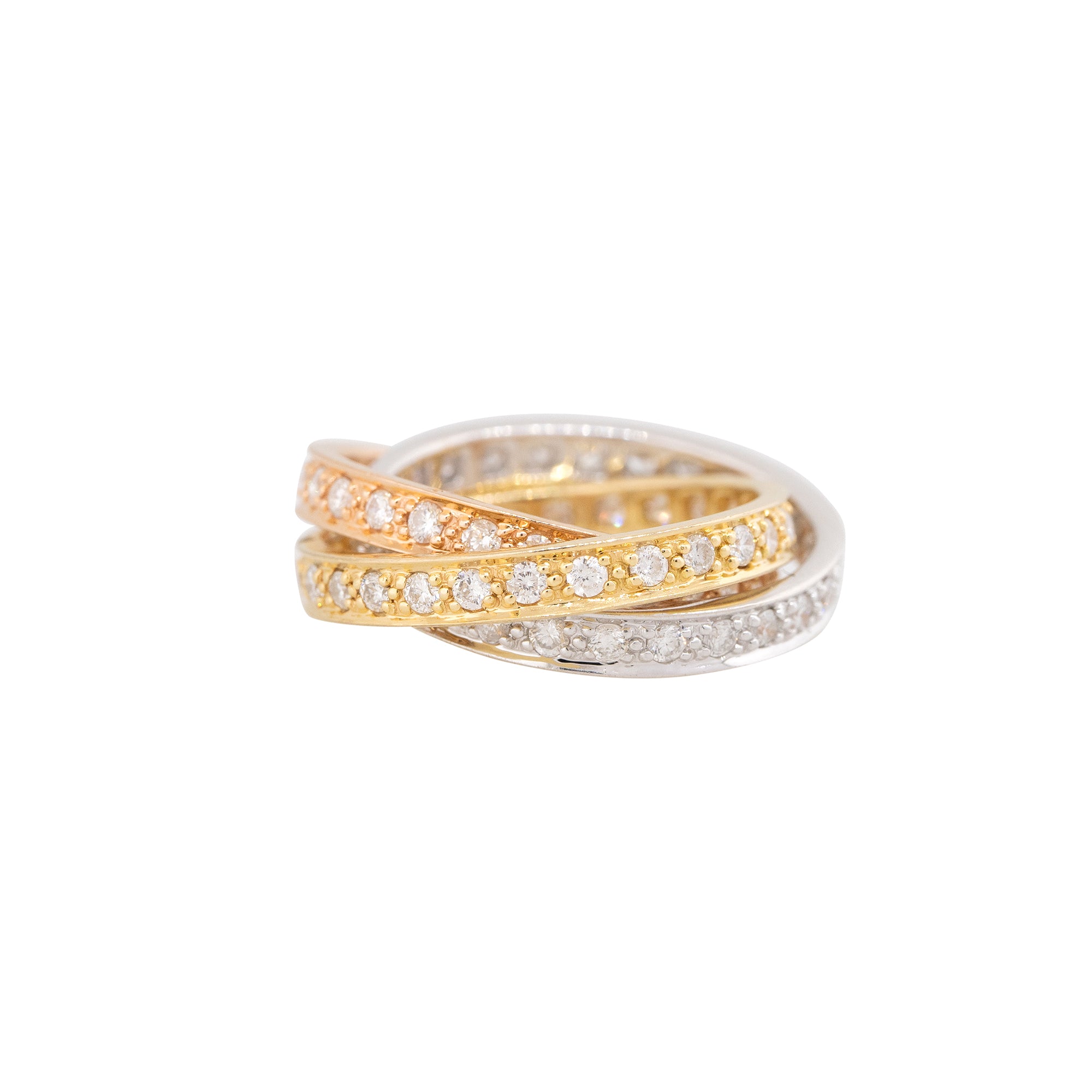 18k Tri-Color Gold 1.84ctw Diamond Rolling Ring