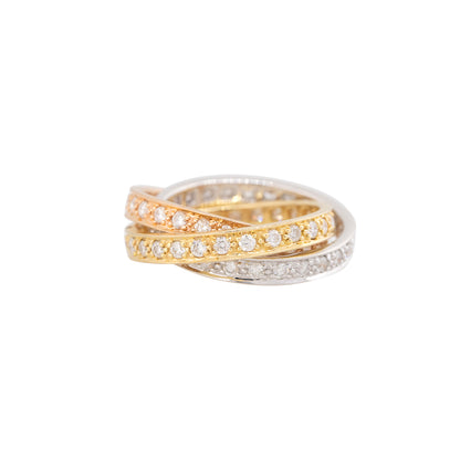 18k Tri-Color Gold 1.84ctw Diamond Rolling Ring
