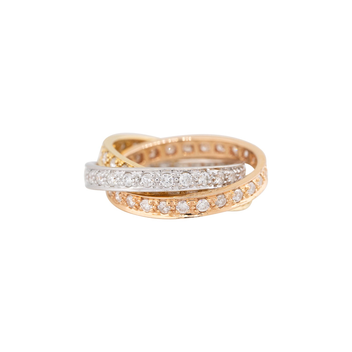 18k Tri-Color Gold 1.84ctw Diamond Rolling Ring
