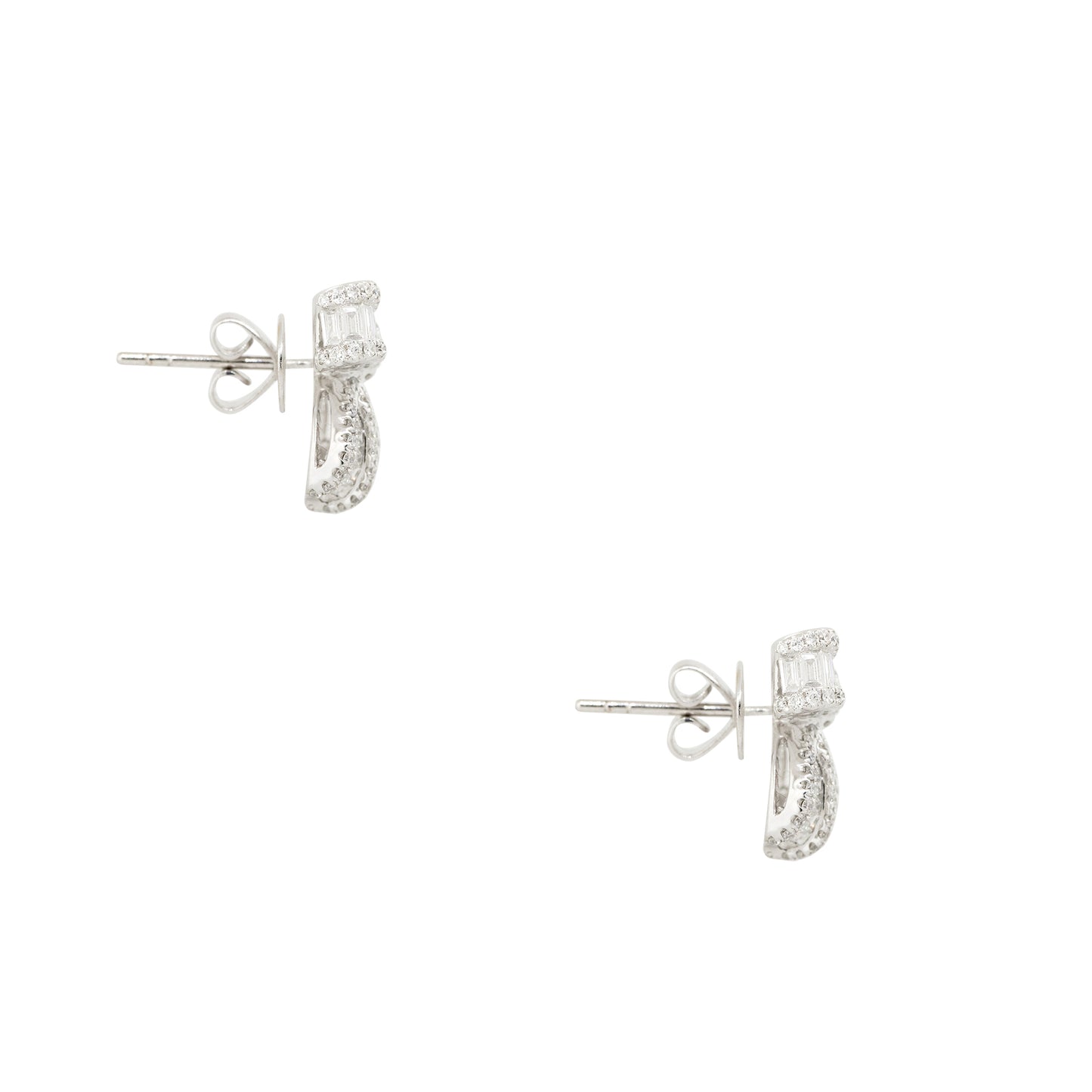 18k White Gold 1.26ctw Mosaic Diamond Bow Shaped Earrings